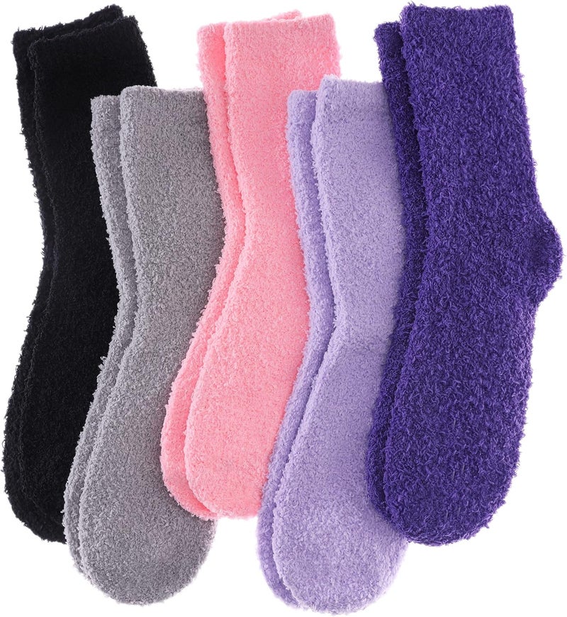LINEMIN Womens Fuzzy Socks Cozy Fluffy Winter Warm Slipper Socks Microfiber Soft Home Sleeping Socks - Image 1